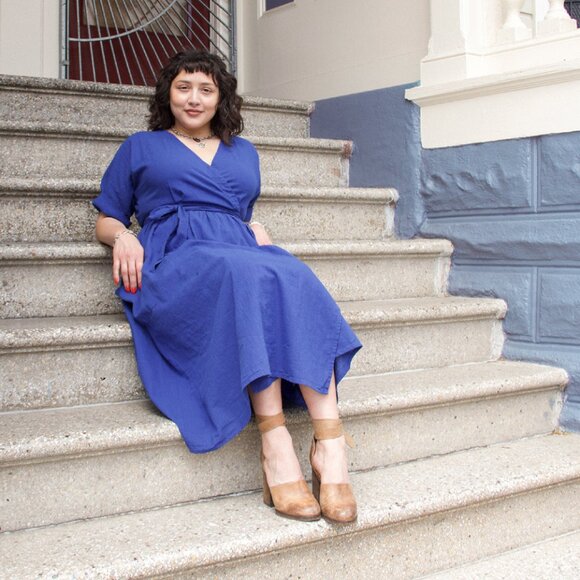 Curator SF Dresses & Skirts - Curator SF NWOT Blue Iris Ainslee Cotton Wrap Dress // Womens 3XL